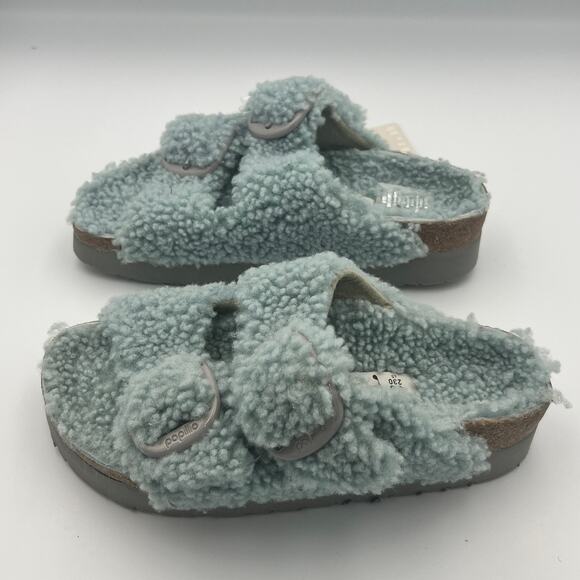 Papillio Birkenstock Arizona Big Buckle Shearling Sandals Teal Women's L5 - Picture 3 of 6